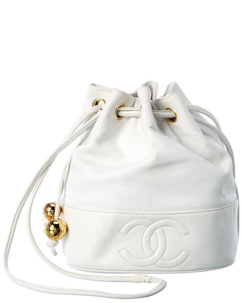 chanel black and white drawstring bag